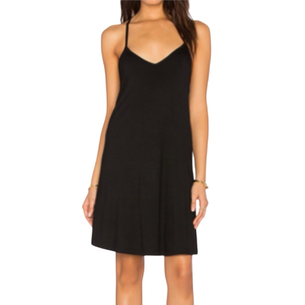 ie Women's Black Slip Dress Size 12 Large Party Minimalist Knee Length